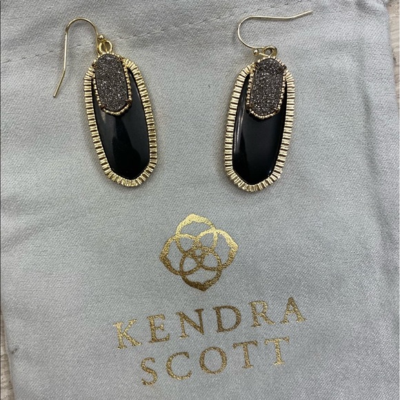 ✨Retired Kendra Scott Earrings | black + drusy - Picture 2 of 3